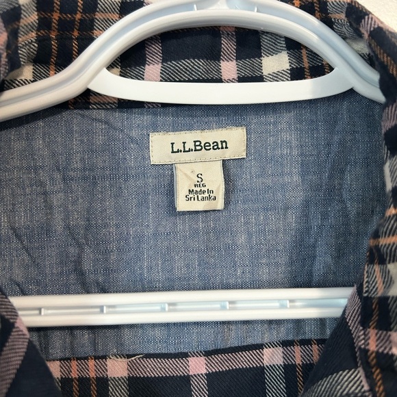 L.L. Bean Navy and Pink Plaid Fleece Shirt - Picture 4 of 9